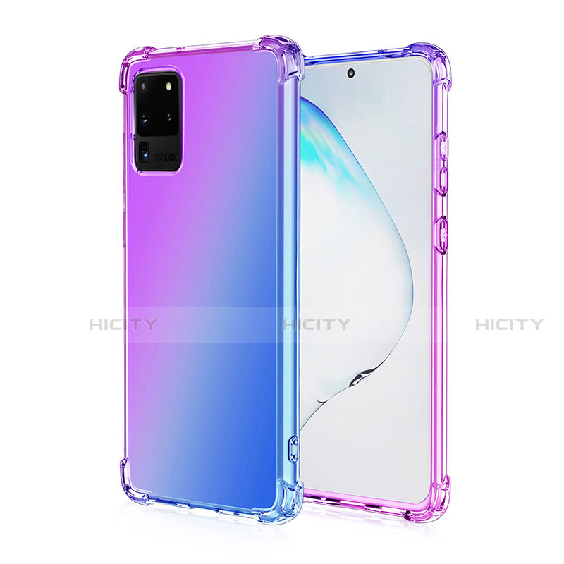 Funda Silicona Ultrafina Carcasa Transparente Gradiente G01 para Samsung Galaxy S20 Ultra 5G Morado