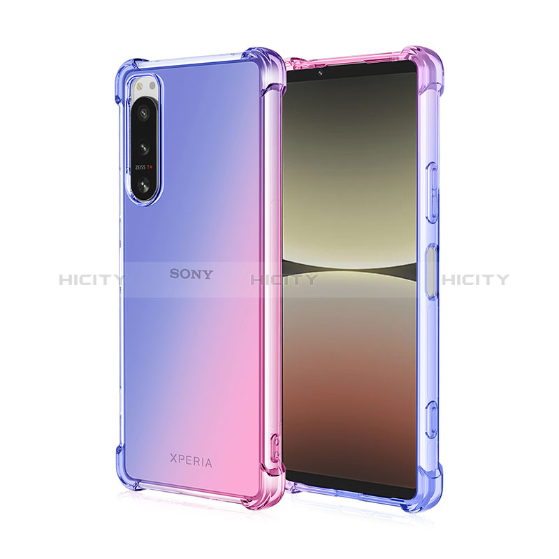 Funda Silicona Ultrafina Carcasa Transparente Gradiente para Sony Xperia 5 IV Rosa