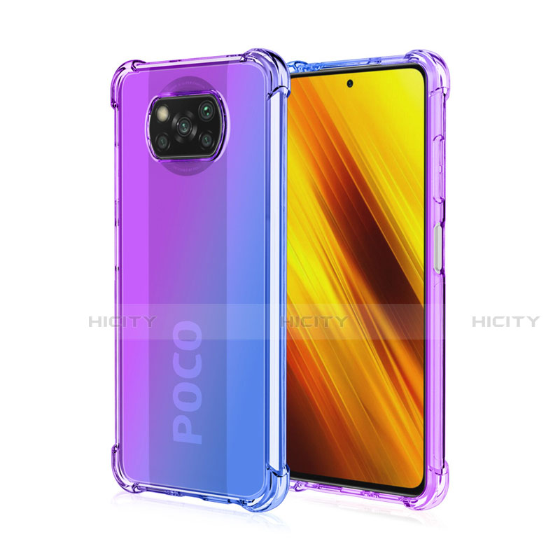 Funda Silicona Ultrafina Carcasa Transparente Gradiente para Xiaomi Poco X3 NFC Morado