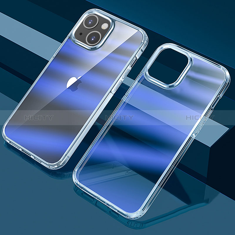 Funda Silicona Ultrafina Carcasa Transparente Gradiente QC1 para Apple iPhone 13 Azul