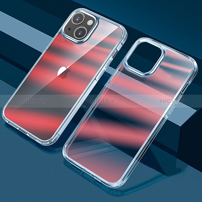 Funda Silicona Ultrafina Carcasa Transparente Gradiente QC1 para Apple iPhone 13 Rojo