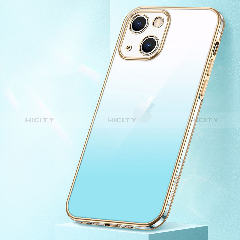Funda Silicona Ultrafina Carcasa Transparente Gradiente S01 para Apple iPhone 14 Plus Azul