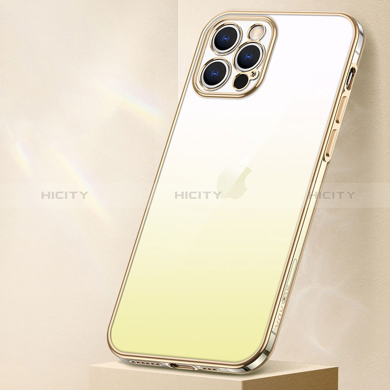 Funda Silicona Ultrafina Carcasa Transparente Gradiente S01 para Apple iPhone 15 Pro Max Amarillo