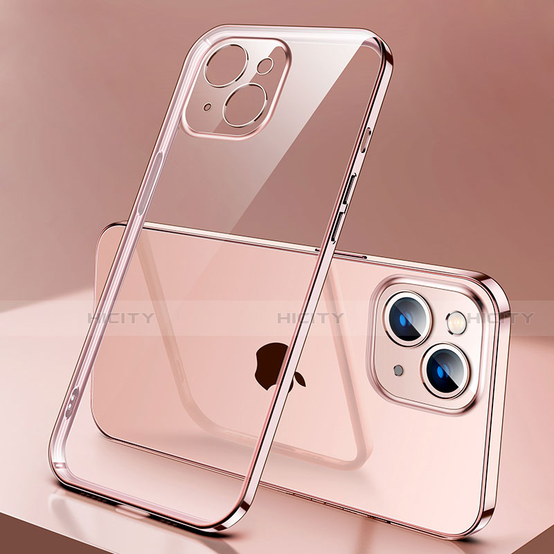 Funda Silicona Ultrafina Carcasa Transparente H01 para Apple iPhone 15 Oro  Rosa