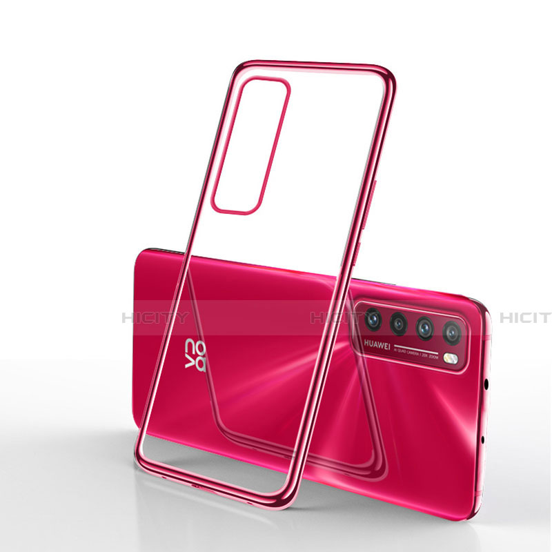 Funda Silicona Ultrafina Carcasa Transparente H01 para Huawei Nova 7 5G Rojo
