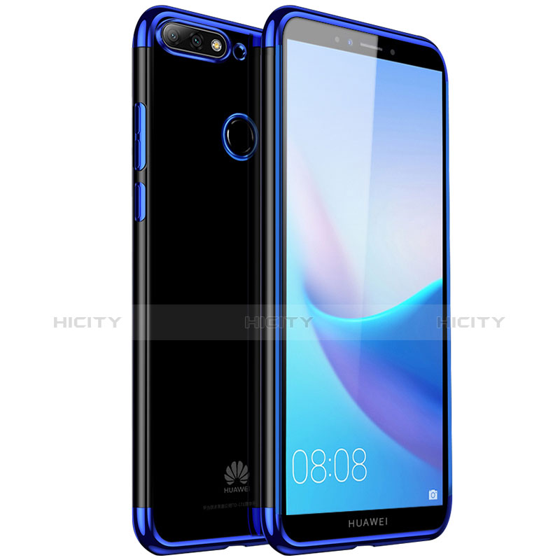 Funda Silicona Ultrafina Carcasa Transparente H01 para Huawei Y7 (2018) Azul