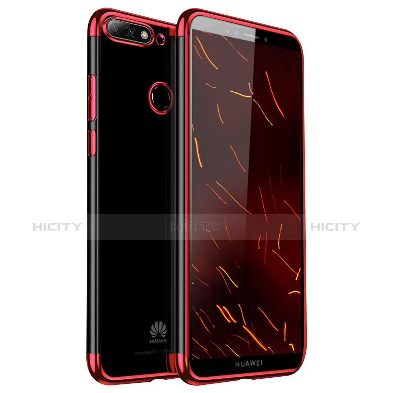 Funda Silicona Ultrafina Carcasa Transparente H01 para Huawei Y7 (2018) Rojo