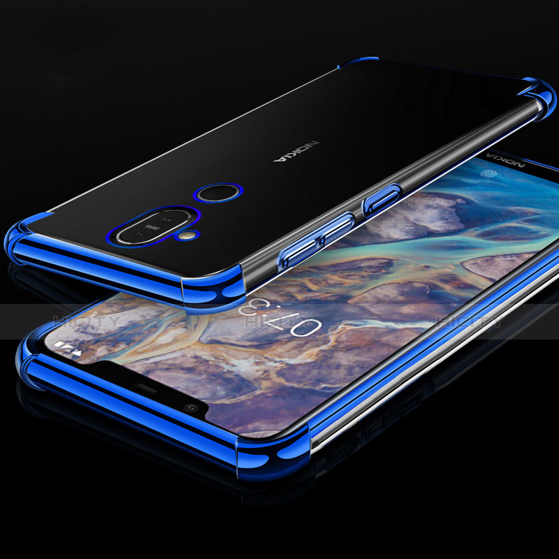 Funda Silicona Ultrafina Carcasa Transparente H01 para Nokia 7.1 Plus Azul