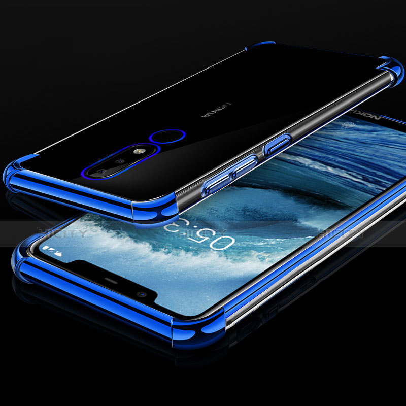 Funda Silicona Ultrafina Carcasa Transparente H01 para Nokia X5 Azul