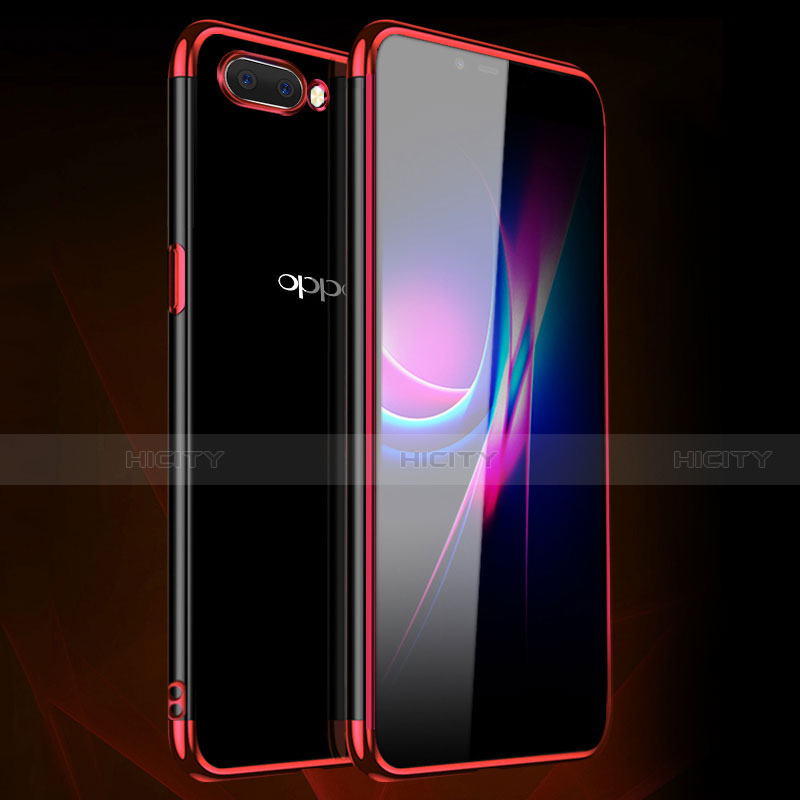 Funda Silicona Ultrafina Carcasa Transparente H01 para Oppo A12e Rojo