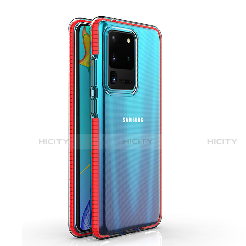 Funda Silicona Ultrafina Carcasa Transparente H01 para Samsung Galaxy S20 Ultra 5G Rojo