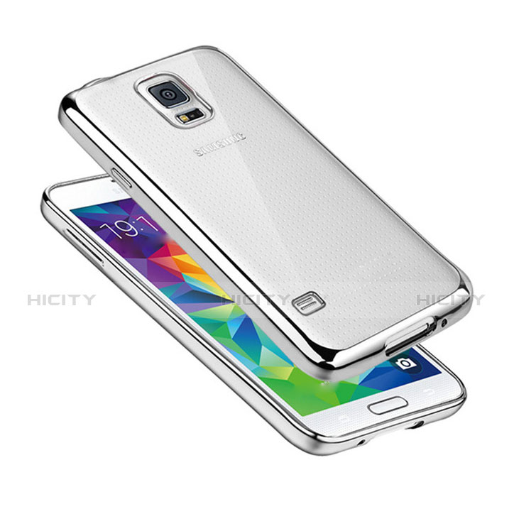 Funda Silicona Ultrafina Carcasa Transparente H01 para Samsung Galaxy S5 G900F G903F Plata