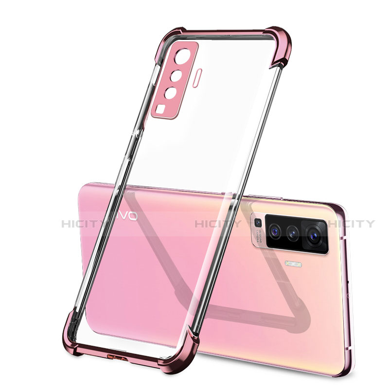 Funda Silicona Ultrafina Carcasa Transparente H01 para Vivo X50 5G Oro Rosa