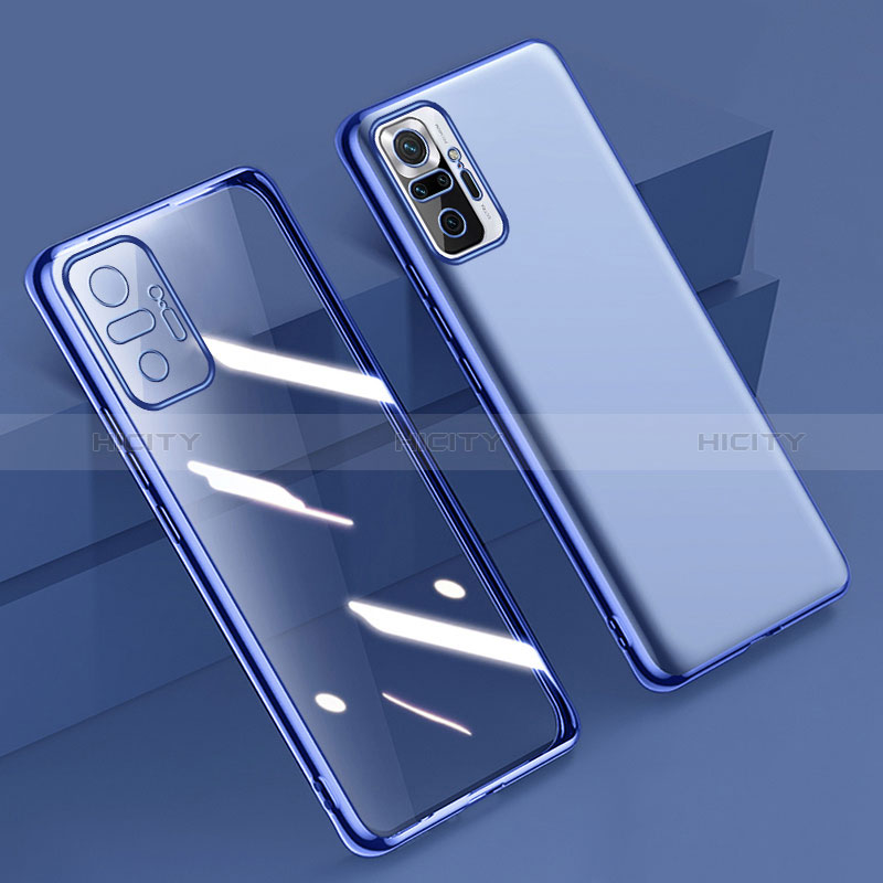 Funda Silicona Ultrafina Carcasa Transparente H01 para Xiaomi Redmi Note 10 Pro 4G Azul