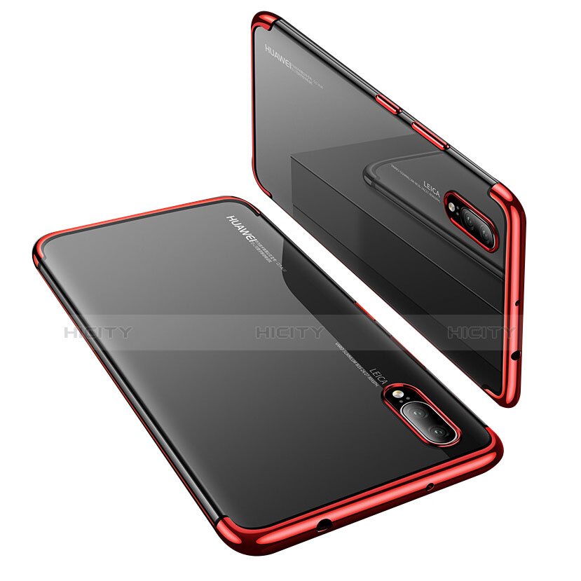 Funda Silicona Ultrafina Carcasa Transparente H02 para Huawei P20 Rojo