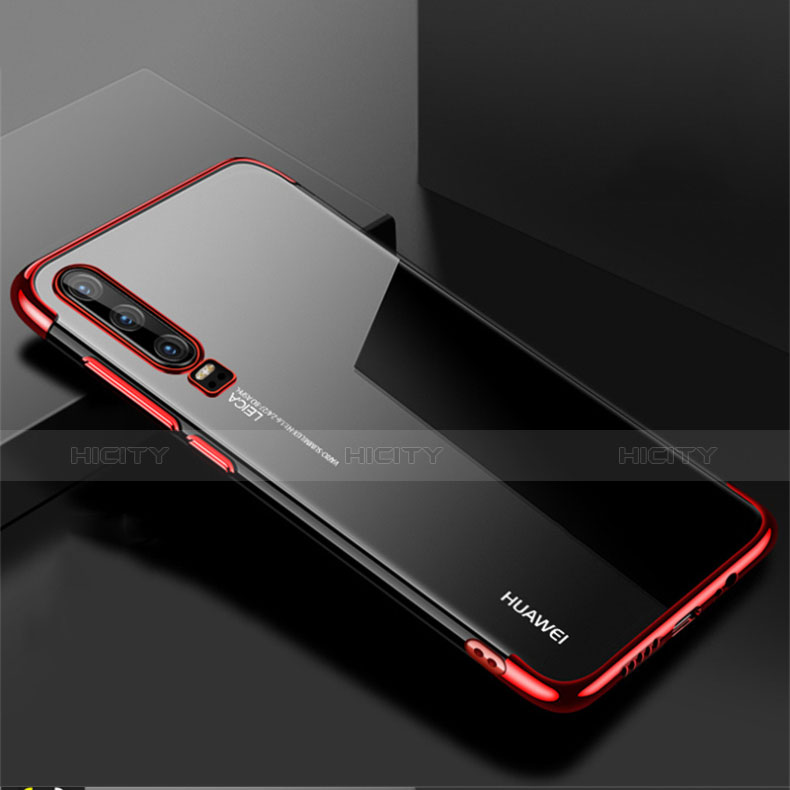 Funda Silicona Ultrafina Carcasa Transparente H02 para Huawei P30 Rojo