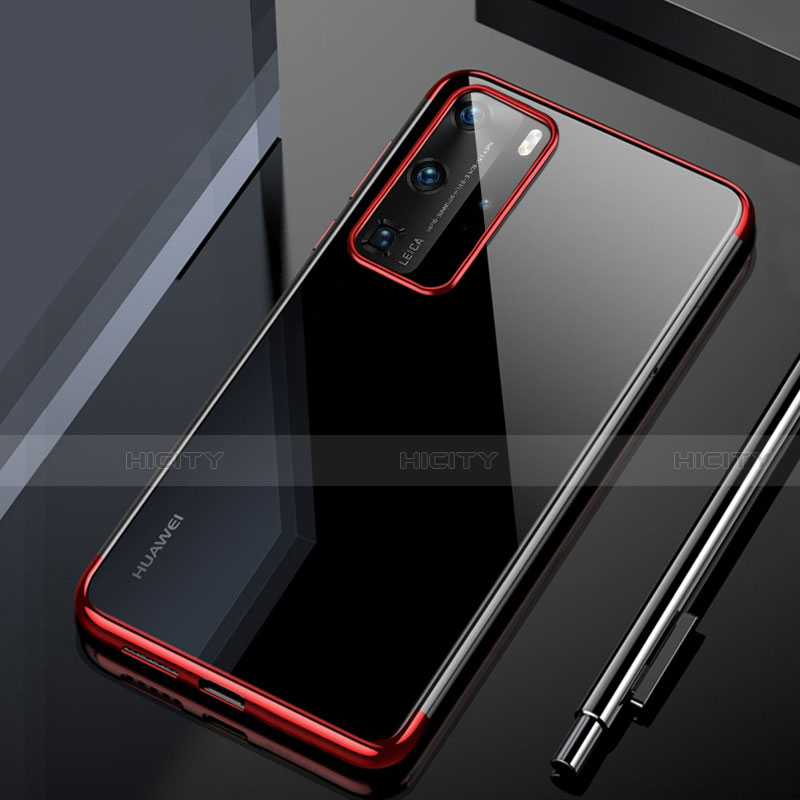 Funda Silicona Ultrafina Carcasa Transparente H02 para Huawei P40 Pro Rojo