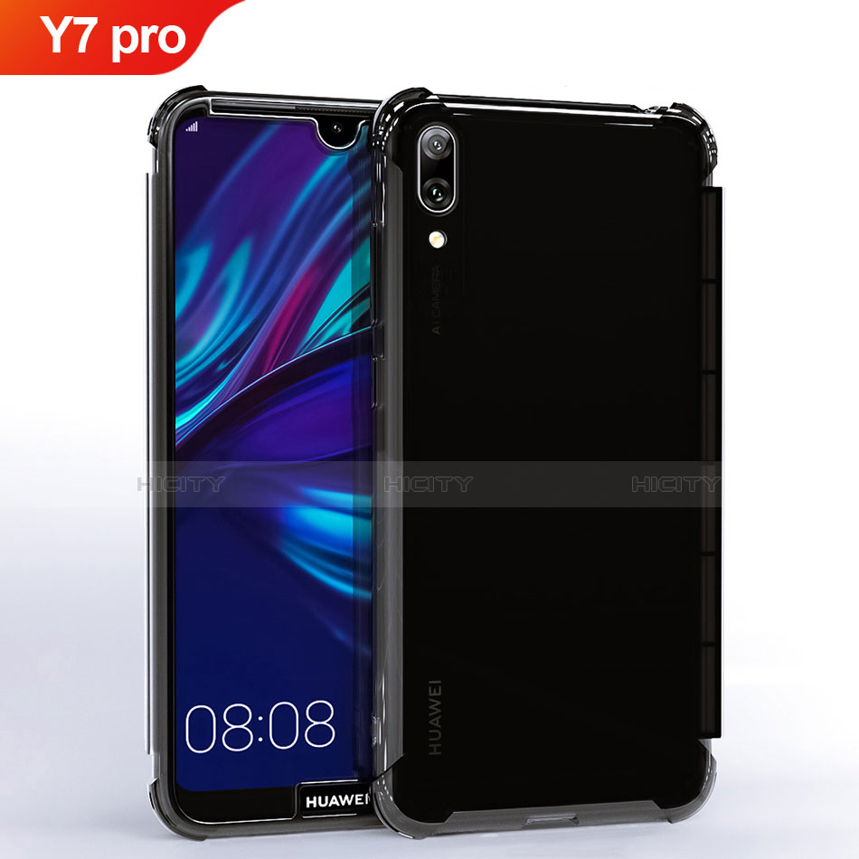 Funda Silicona Ultrafina Carcasa Transparente H02 para Huawei Y7 Pro (2019) Negro