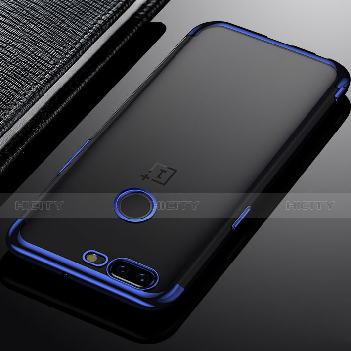 Funda Silicona Ultrafina Carcasa Transparente H02 para OnePlus 5T A5010 Azul