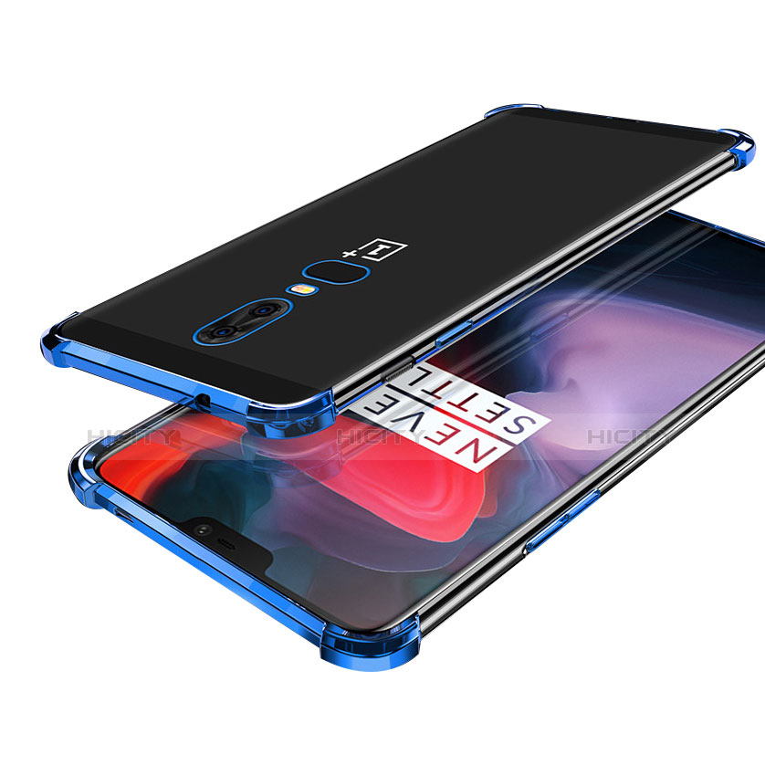 Funda Silicona Ultrafina Carcasa Transparente H02 para OnePlus 6 Azul