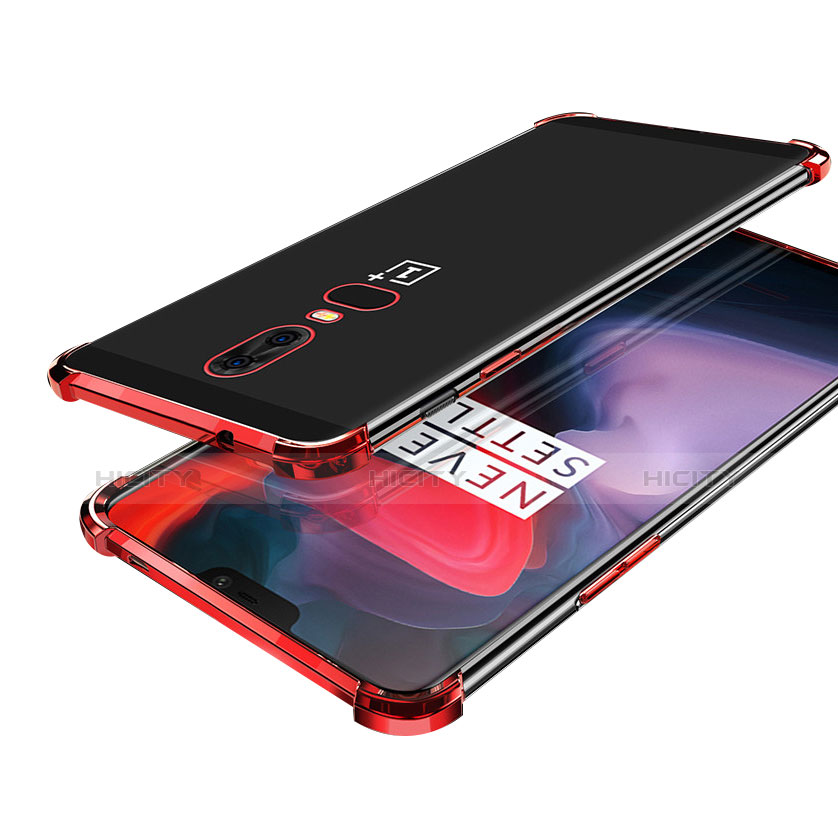 Funda Silicona Ultrafina Carcasa Transparente H02 para OnePlus 6 Rojo