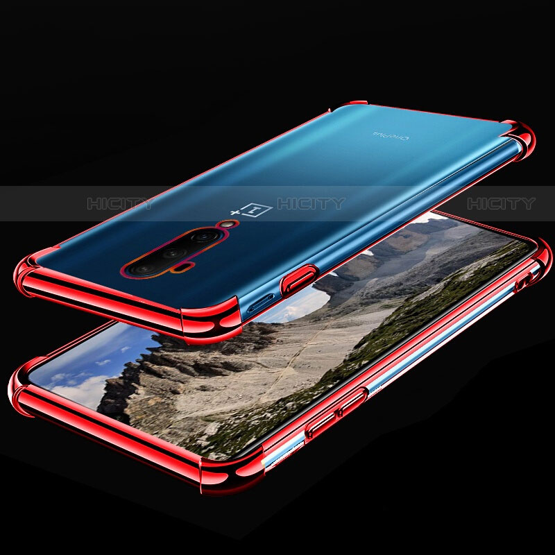Funda Silicona Ultrafina Carcasa Transparente H02 para OnePlus 7T Pro Rojo