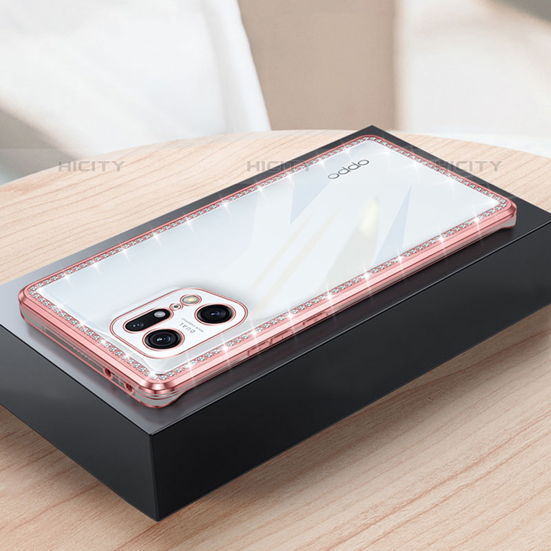 Funda Silicona Ultrafina Carcasa Transparente H02 para Oppo Find X5 Pro 5G Rosa