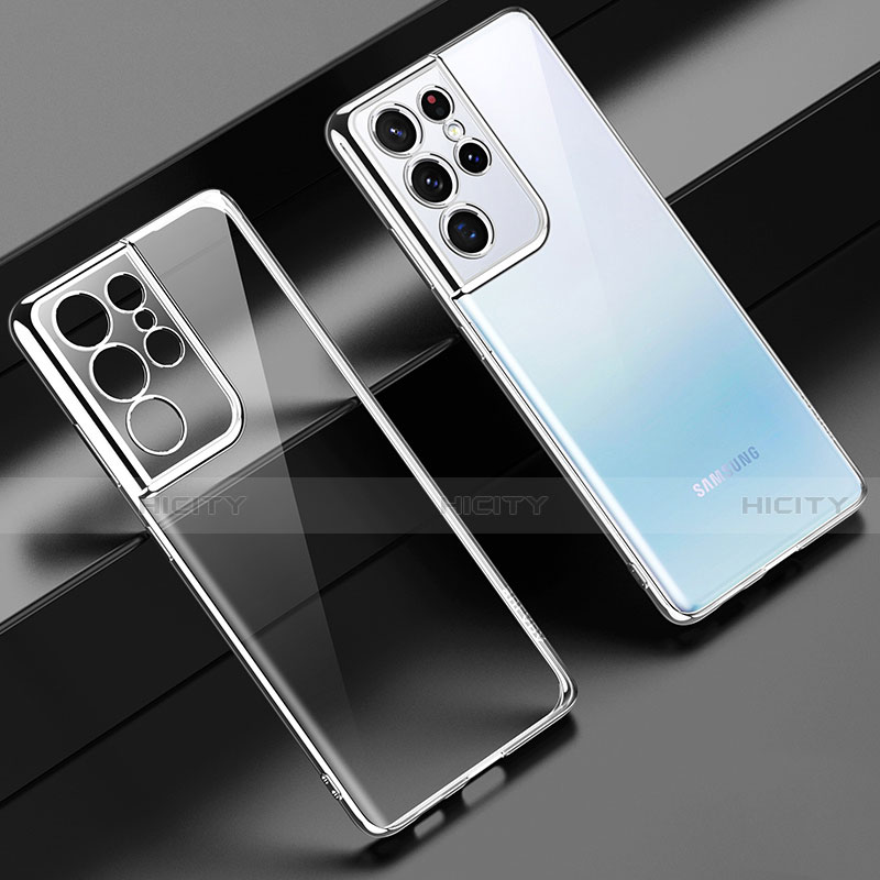 Funda Silicona Ultrafina Carcasa Transparente H02 para Samsung Galaxy S21 Ultra 5G Plata