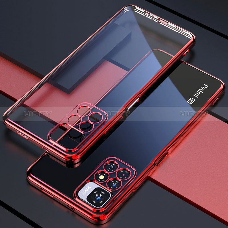 Funda Silicona Ultrafina Carcasa Transparente H02 para Xiaomi Redmi Note 11 Pro+ Plus 5G Rojo