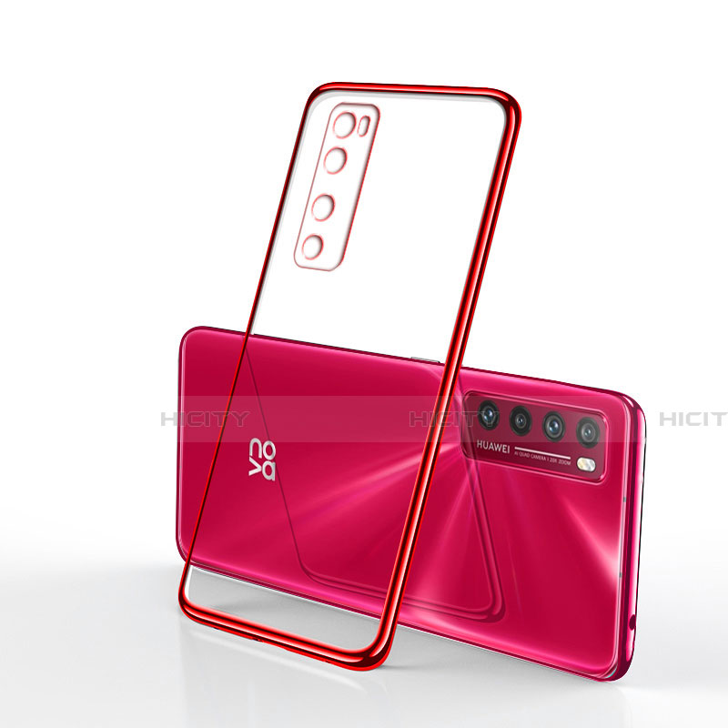 Funda Silicona Ultrafina Carcasa Transparente H03 para Huawei Nova 7 5G Rojo