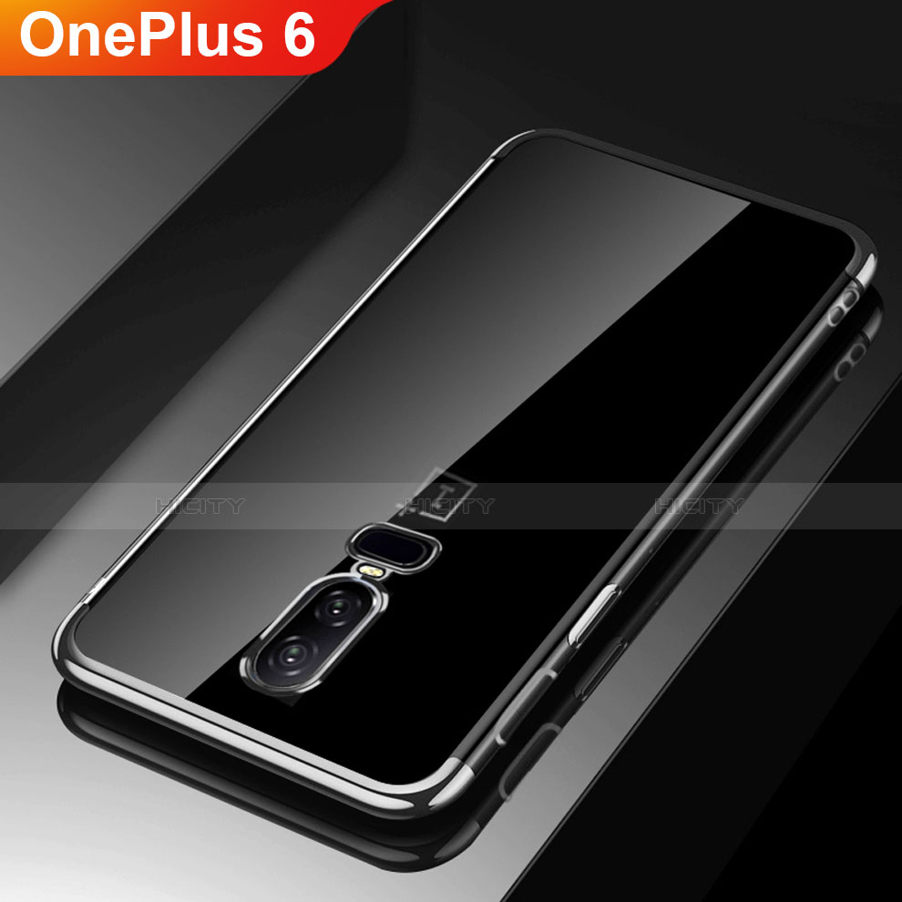 Funda Silicona Ultrafina Carcasa Transparente H03 para OnePlus 6 Negro