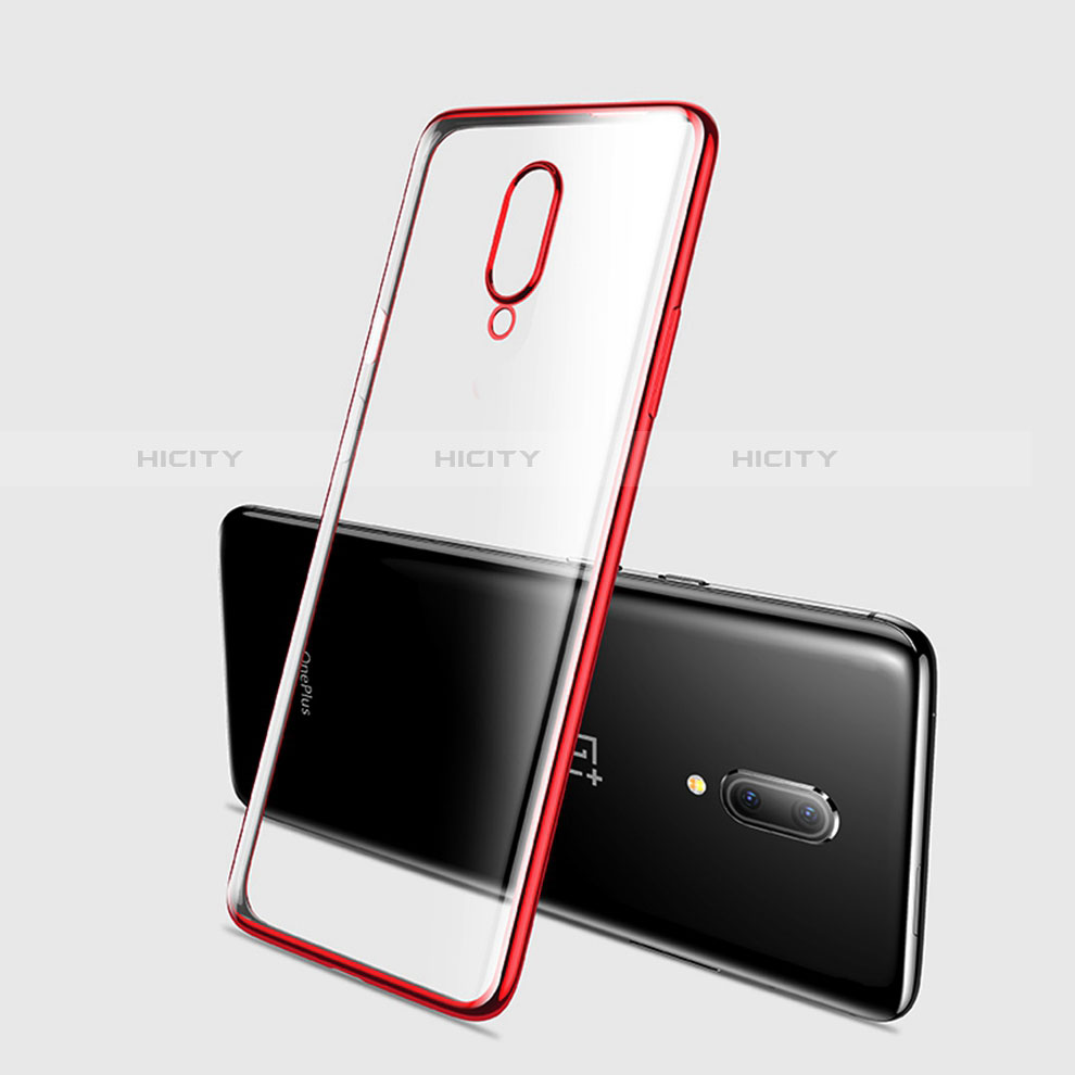 Funda Silicona Ultrafina Carcasa Transparente H03 para OnePlus 7 Pro Rojo