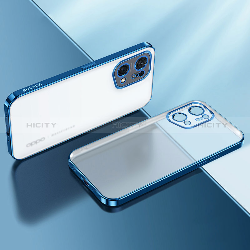 Funda Silicona Ultrafina Carcasa Transparente H03 para Oppo Find X5 5G Azul