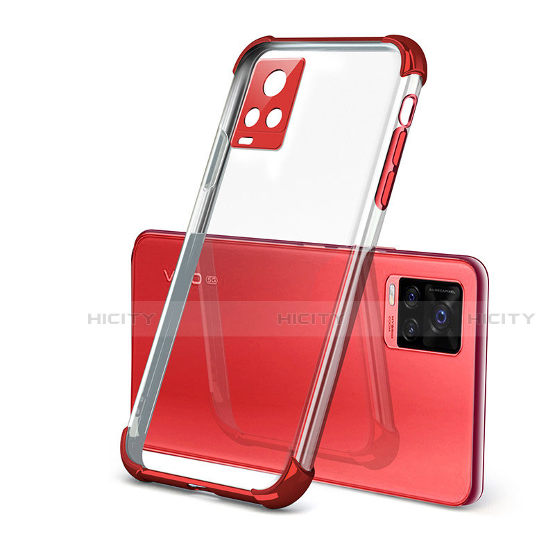 Funda Silicona Ultrafina Carcasa Transparente H03 para Vivo V20 Pro 5G Rojo