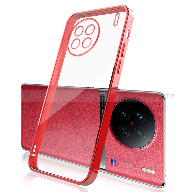 Funda Silicona Ultrafina Carcasa Transparente H03 para Vivo X90 5G Rojo