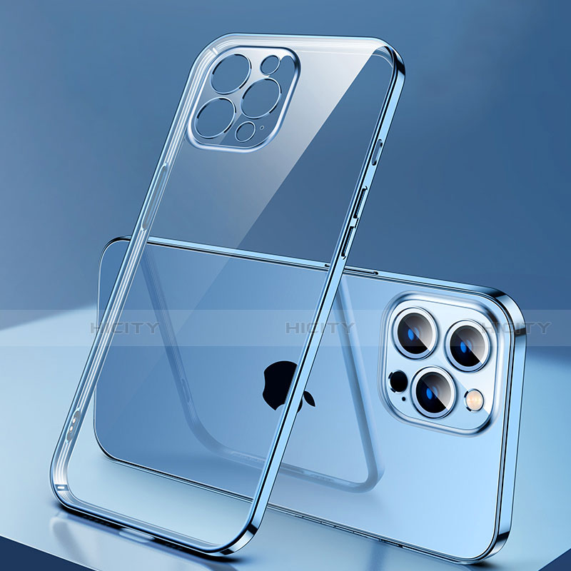Funda Silicona Ultrafina Carcasa Transparente H04 para Apple iPhone 13 Pro Max Azul
