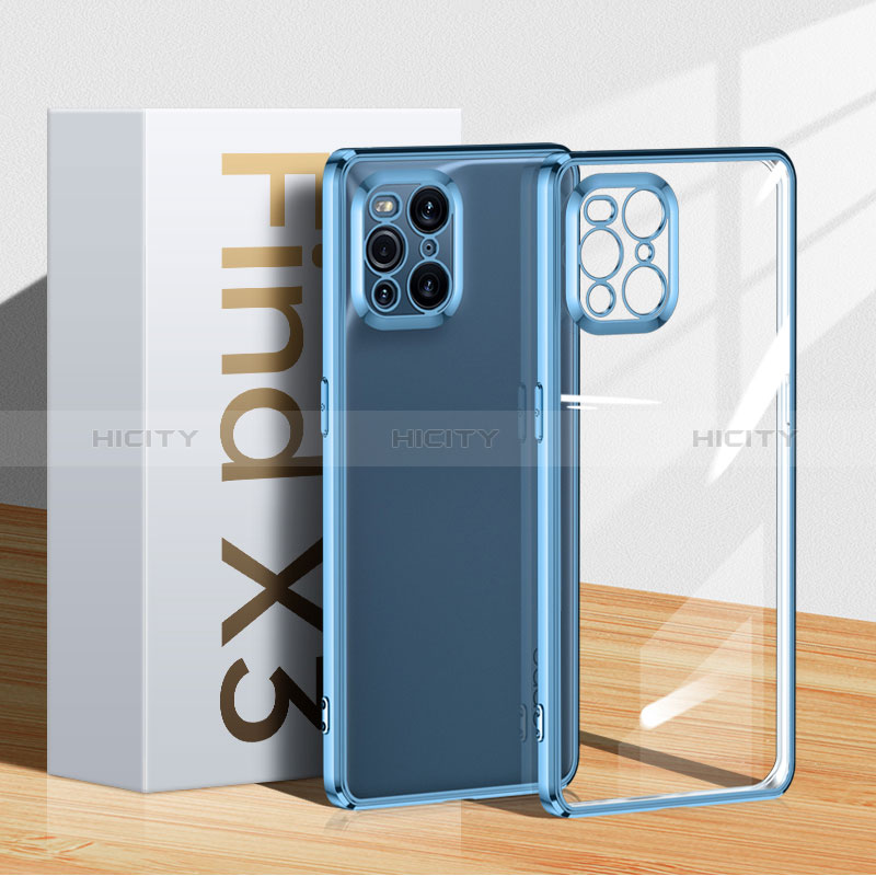 Funda Silicona Ultrafina Carcasa Transparente H04 para Oppo Find X3 5G Azul