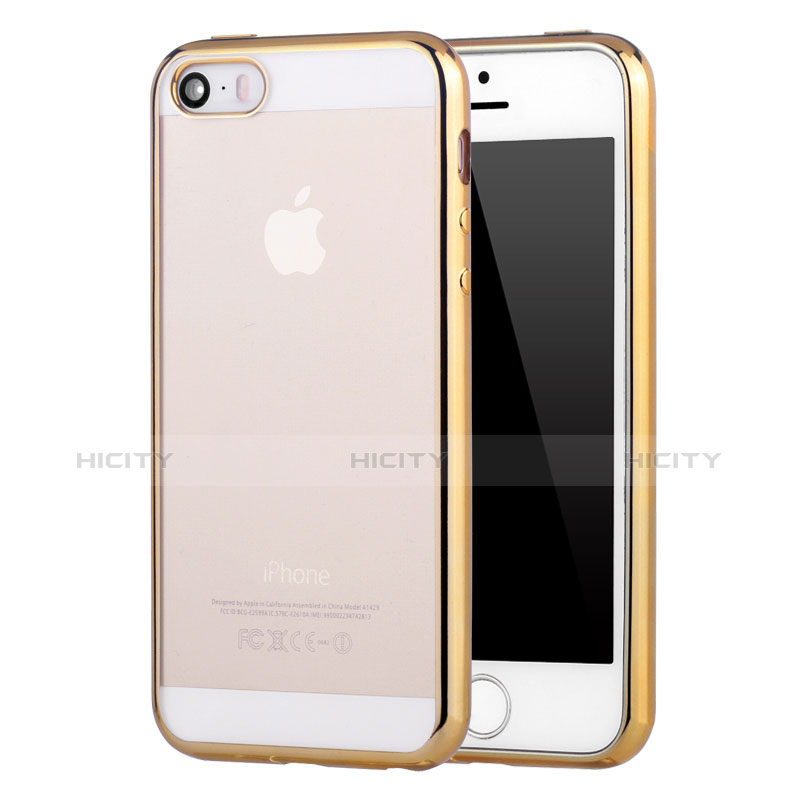 Funda Silicona Ultrafina Carcasa Transparente H05 para Apple iPhone 5 Oro