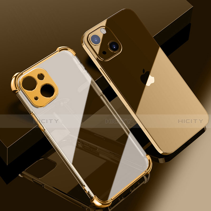 Funda Silicona Ultrafina Carcasa Transparente H06 para Apple iPhone 13 Mini Oro