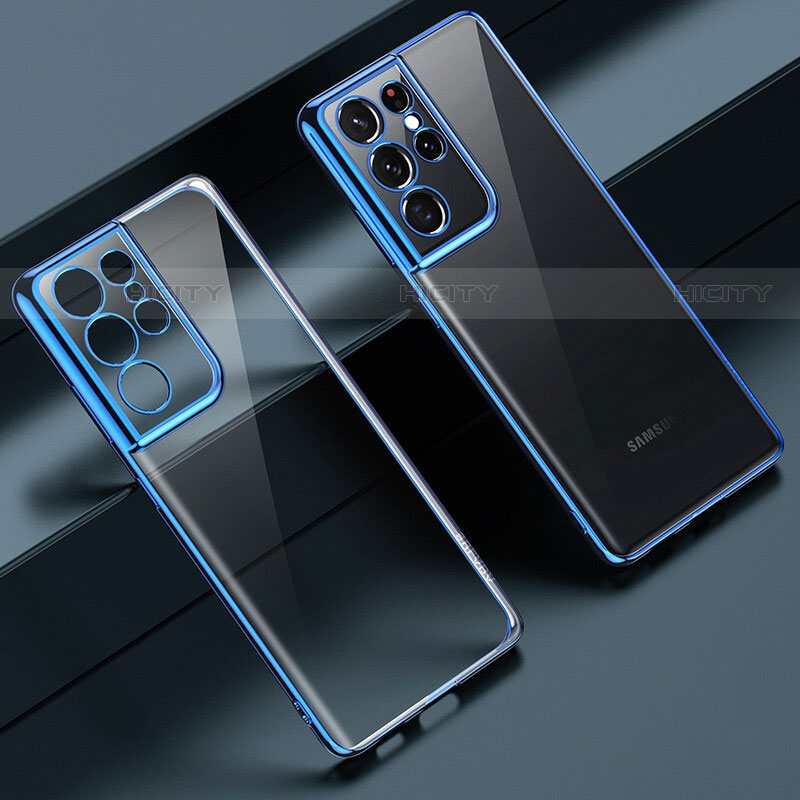 Funda Silicona Ultrafina Carcasa Transparente H08 para Samsung Galaxy S21 Ultra 5G Azul