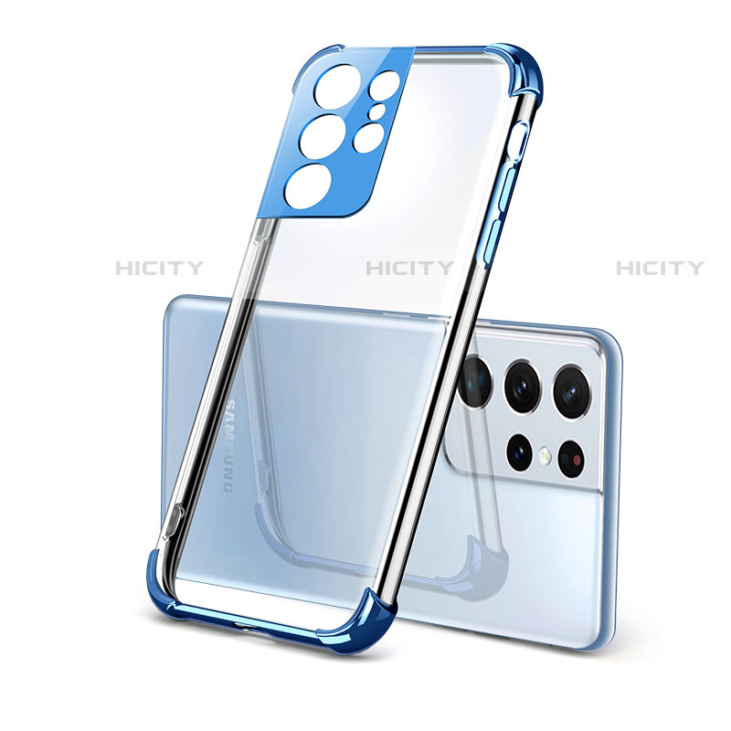 Funda Silicona Ultrafina Carcasa Transparente H09 para Samsung Galaxy S21 Ultra 5G Azul