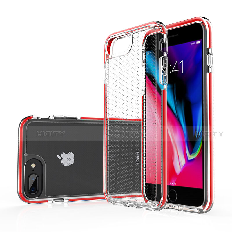 Funda Silicona Ultrafina Carcasa Transparente HT01 para Apple iPhone 7 Plus Rojo