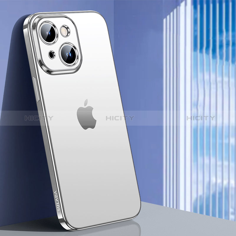 Funda Silicona Ultrafina Carcasa Transparente LD1 para Apple iPhone 14 Plus Plata