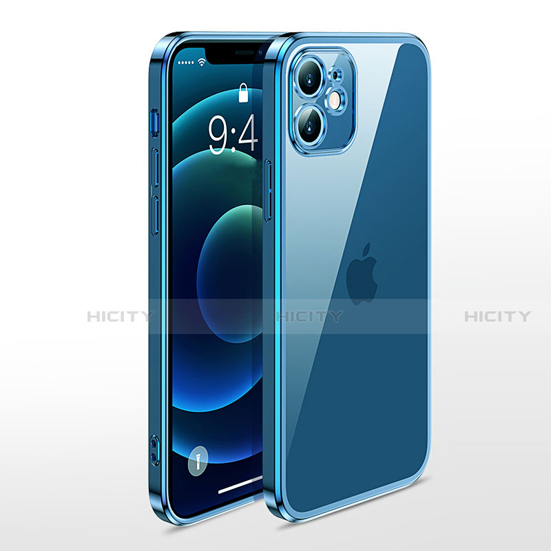 Funda Silicona Ultrafina Carcasa Transparente N04 para Apple iPhone 12 Azul