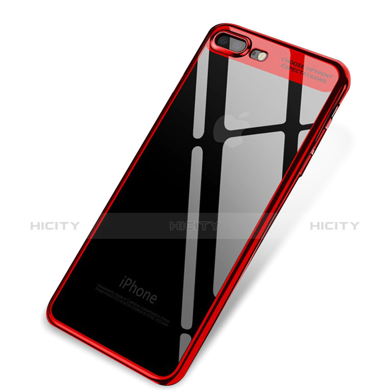 Funda Silicona Ultrafina Carcasa Transparente Q03 para Apple iPhone 8 Plus Rojo