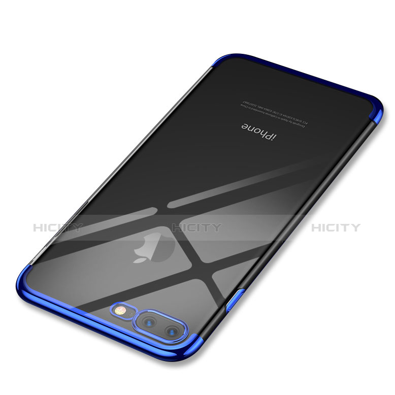 Funda Silicona Ultrafina Carcasa Transparente Q05 para Apple iPhone 8 Plus Azul