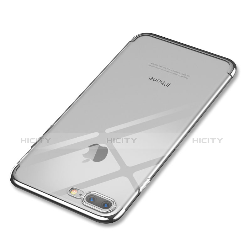 Funda Silicona Ultrafina Carcasa Transparente Q05 para Apple iPhone 8 Plus Plata