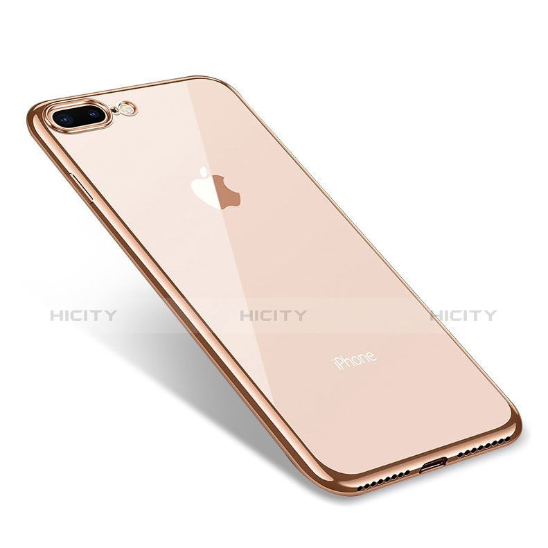 Funda Silicona Ultrafina Carcasa Transparente Q06 para Apple iPhone 8 Plus Oro