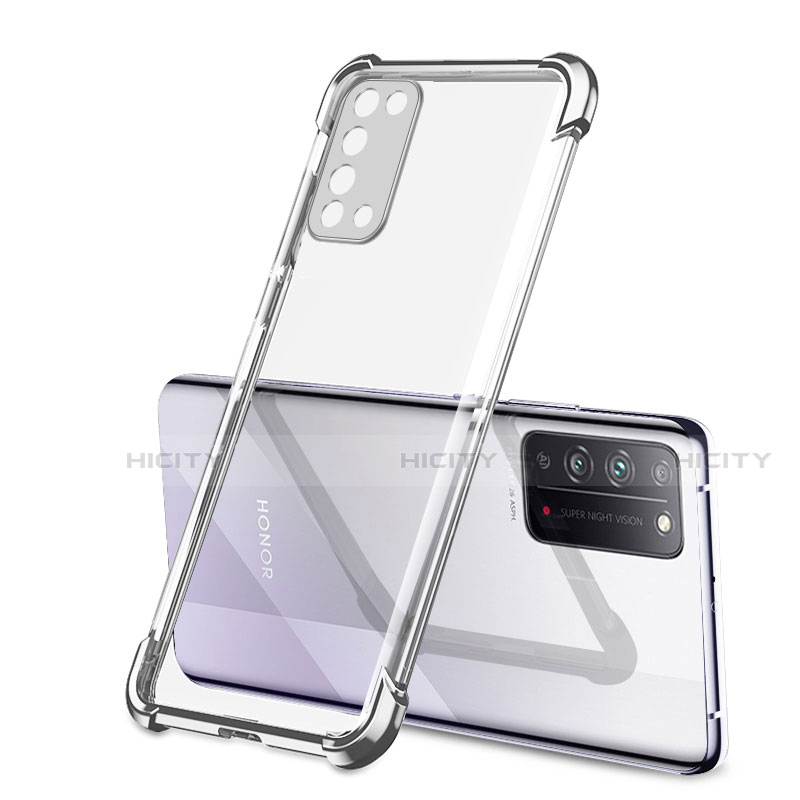 Funda Silicona Ultrafina Carcasa Transparente S01 para Huawei Honor X10 5G Plata