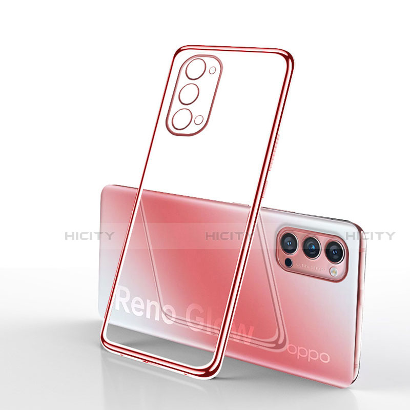 Funda Silicona Ultrafina Carcasa Transparente S01 para Oppo Reno4 Pro 5G Rojo